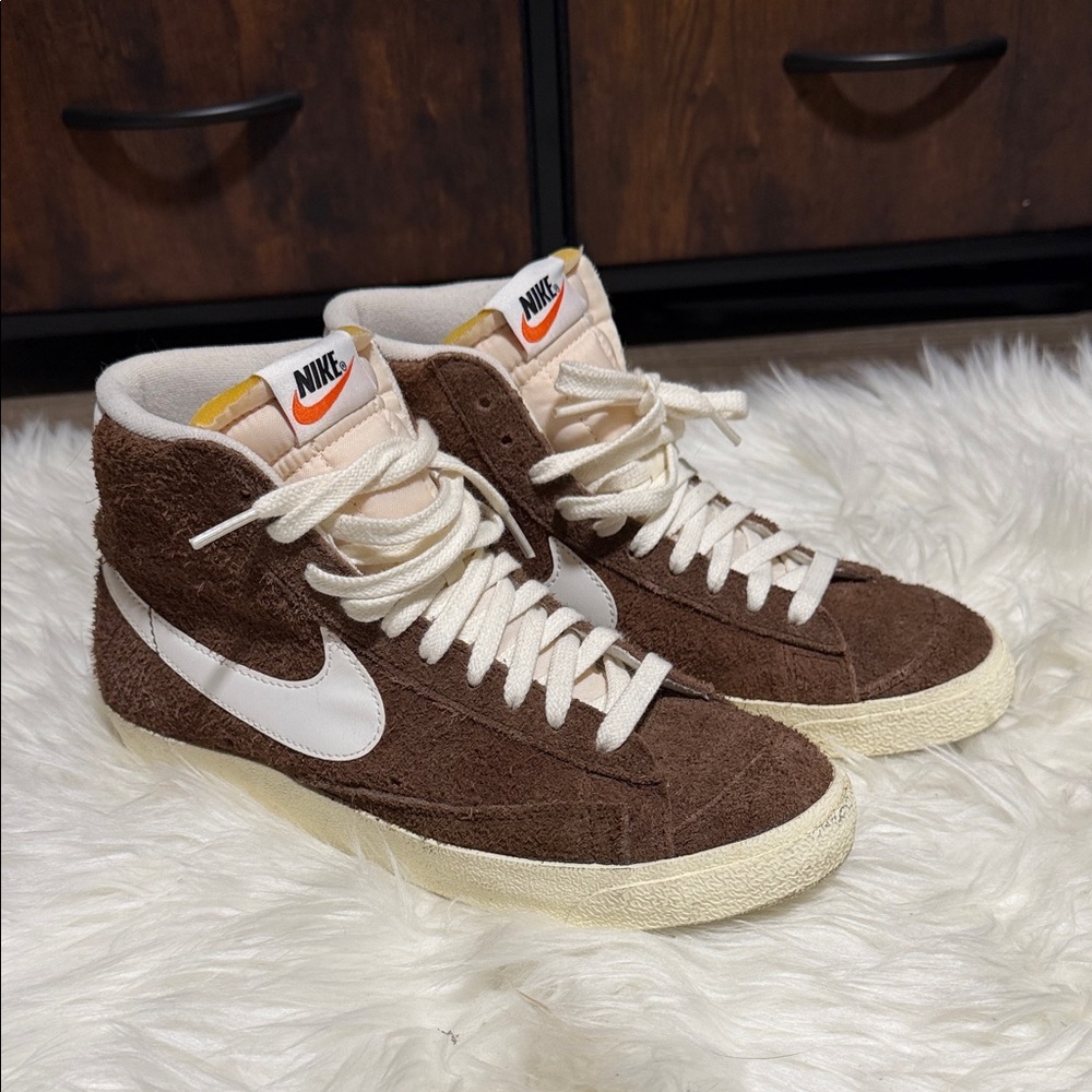 Nike Brown and Cream High-Top Sneakers